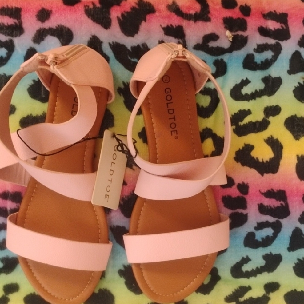Gold Toe Light Pink Strappy Sandals